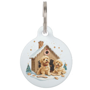 Placa Para Mascotas Navidades Golden Retriever Dogs Gingerbread House