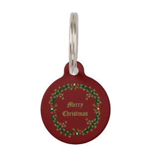 Placa Para Mascotas Navidades góticos Personalizado Wreath