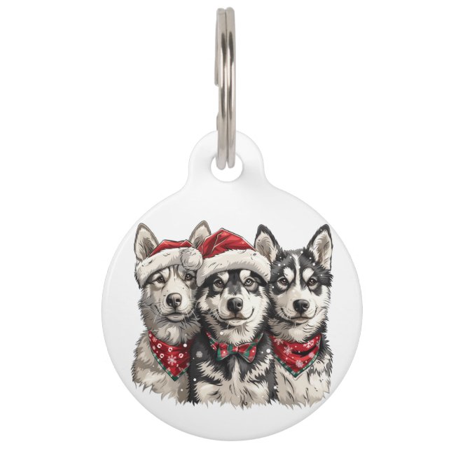 Placa Para Mascotas Navidades Husky Dogs (Anverso)