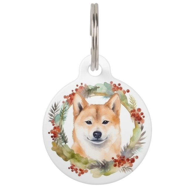 Placa Para Mascotas Navidades Inu de Shiba escribieron presentación fe (Anverso)