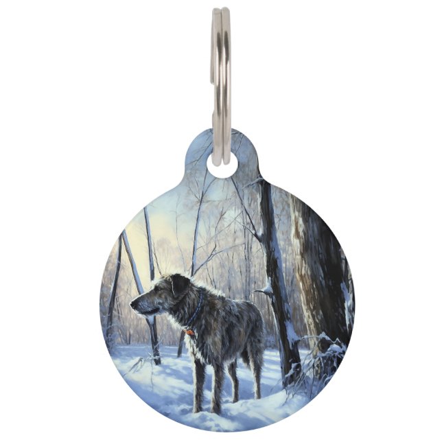 Placa Para Mascotas Navidades irlandeses de Wolfhound Dejan Que Nieva (Anverso)