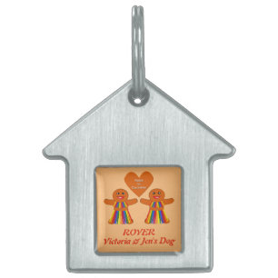 Placa Para Mascotas Navidades lesbianas Gingerbread Damas Personalizad