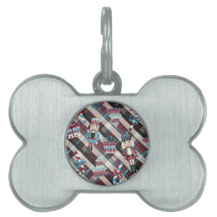 Placa Para Mascotas Navidades Nutcracker Plaid Blue Burgundy