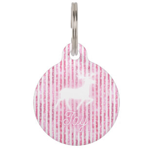 Placa Para Mascotas Navidades rosas y blancos disfrutan reno