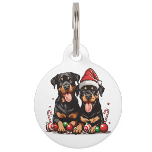 Placa Para Mascotas Navidades Rottweiler Dog Santa