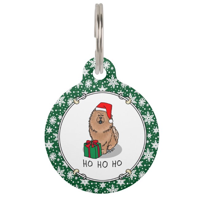 Placa Para Mascotas Navidades Santa Chow Chow Dog (canela) Cute (Anverso)