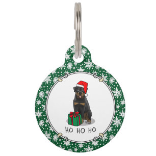 Placa Para Mascotas Navidades Santa Claus Gorra Rottweiler Dog Funny