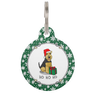 Placa Para Mascotas Navidades Santa Claus Gorra Welsh Terrier Dog Cute
