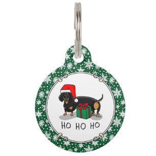 Placa Para Mascotas Navidades Santa Dachshund (S black & tan) Cute