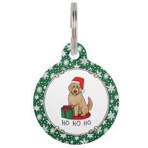 Placa Para Mascotas Navidades Santa Goldendoodle (rojo dorado) Cute de