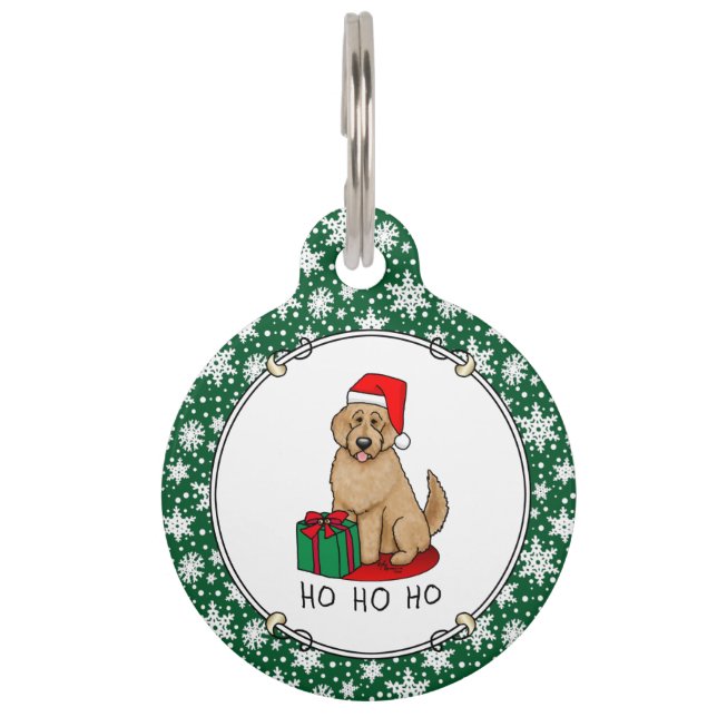 Placa Para Mascotas Navidades Santa Goldendoodle (rojo dorado) Cute de (Anverso)