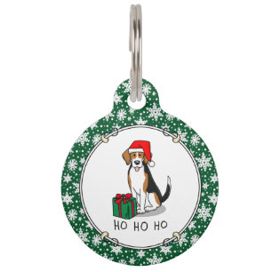 Placa Para Mascotas Navidades Santa Hat Beagle (triple color 3) Dog Cu
