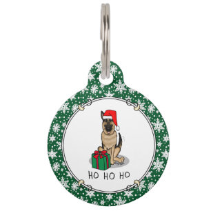 Placa Para Mascotas Navidades Santa Hat German Shepherd Dog Cute