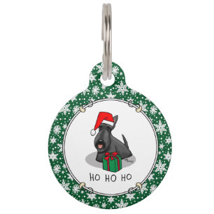 Placa Para Mascotas Navidades Santa Hat Scottish Terrier (negro)