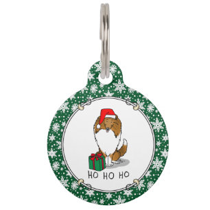 Placa Para Mascotas Navidades Santa Hat Shetland Sheepdog (estable) Cu