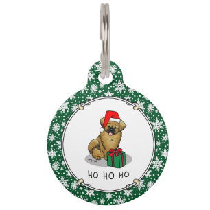 Placa Para Mascotas Navidades Santa Hat Tibetan Spaniel (Brown Cute)