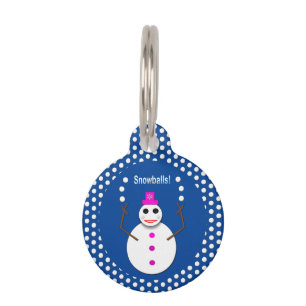 Placa Para Mascotas Navidades Snowlady Juggys Nieves Graciosa