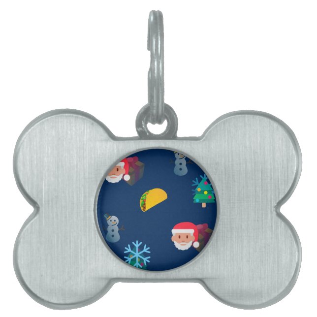 Placa Para Mascotas navidades taco emoji (Frente)