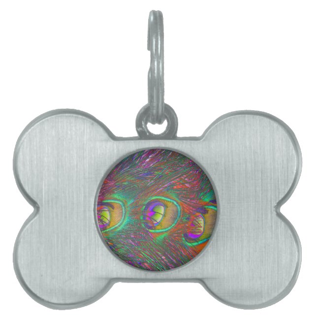 Placa Para Mascotas Navidades Tinsel Peacock Feathers (Frente)