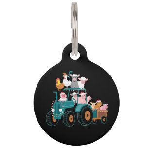 Placa Para Mascotas Navidades Tractor Farm Funny Holiday