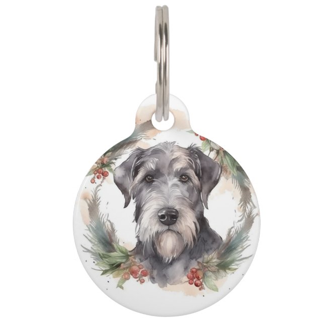 Placa Para Mascotas Navidades Wolfhound Wreath Festimes Pup (Anverso)