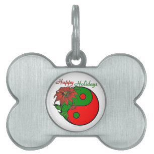 Placa Para Mascotas Navidades Yin Yang Poinsettia
