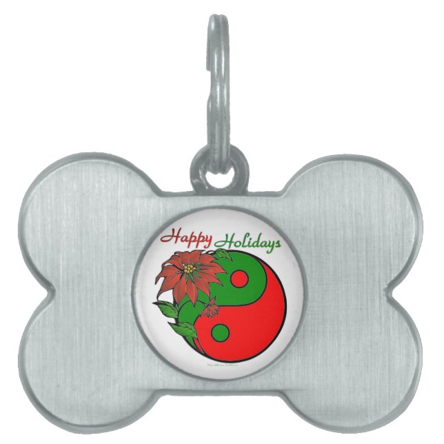 Placa Para Mascotas Navidades Yin Yang Poinsettia (Frente)