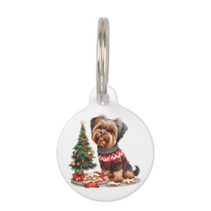 Placa Para Mascotas Navidades Yorkshire Terrier Dogs