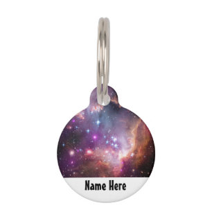 Placa Para Mascotas Nebulosa púrpura del espacio ultraterrestre galá