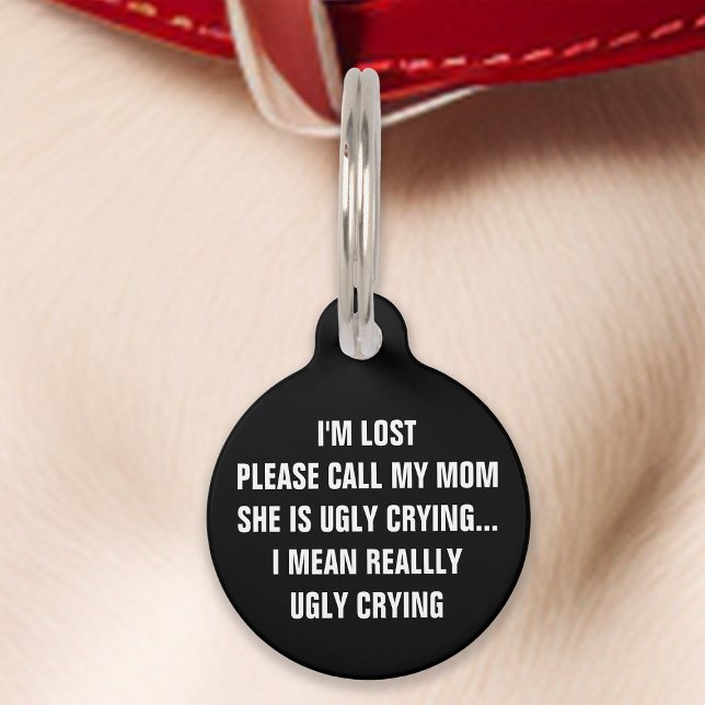 Placa Para Mascotas Negra "Llama a mi mamá" Divertida (Subido por el creador)