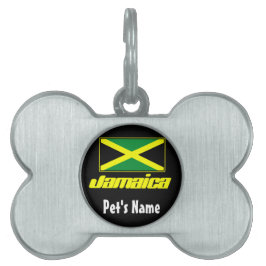 Placa Para Mascotas Negro con la bandera de Jamaica