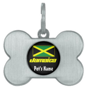 Placa Para Mascotas Negro con la bandera de Jamaica