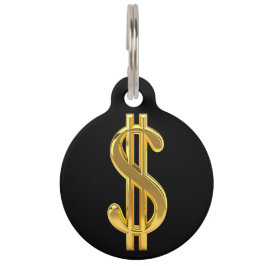 Placa Para Mascotas Negro y etiqueta del mascota del dinero del oro