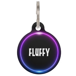 Placa Para Mascotas neón azul rosado personalizable