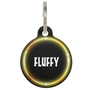 Placa Para Mascotas neón de oro de personalizable