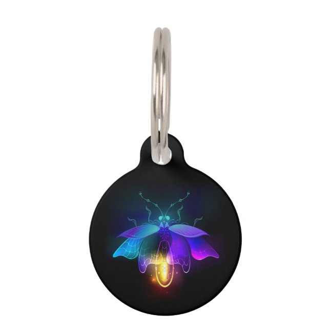 Placa Para Mascotas Neon Firefly en negro (Anverso)