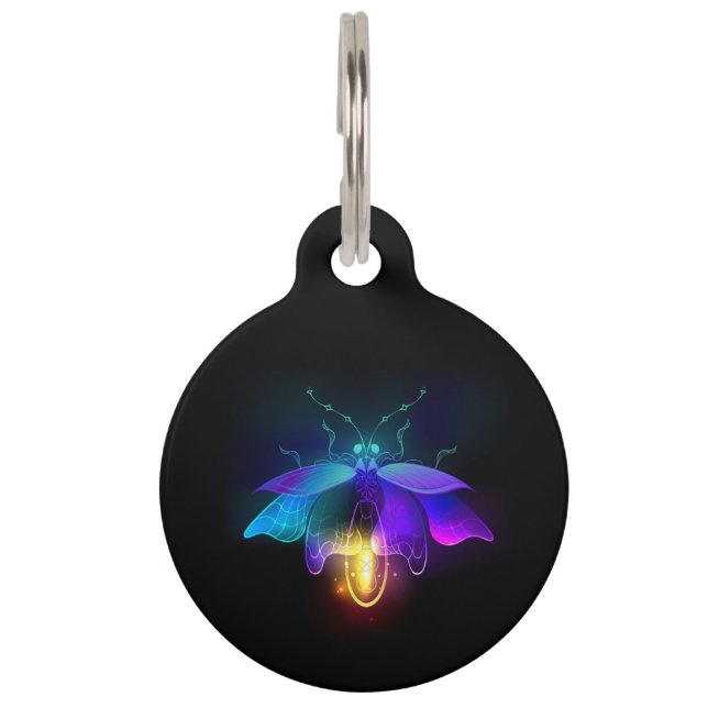 Placa Para Mascotas Neon Firefly en negro (Anverso)