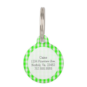 Placa Para Mascotas Neon Green Gingham Pattern de Shirley Taylor