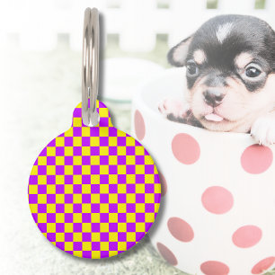 Placa Para Mascotas Neón Purpura Amarillo Cuadros Tablero Vintage