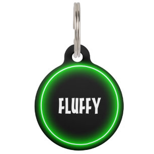 Placa Para Mascotas neón verde personalizable