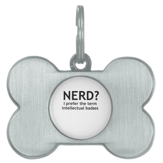 Placa Para Mascotas ¿Nerd? Diseño divertido y original (Frente)