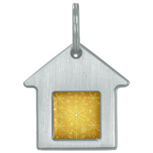 Placa Para Mascotas Nieve Dorada