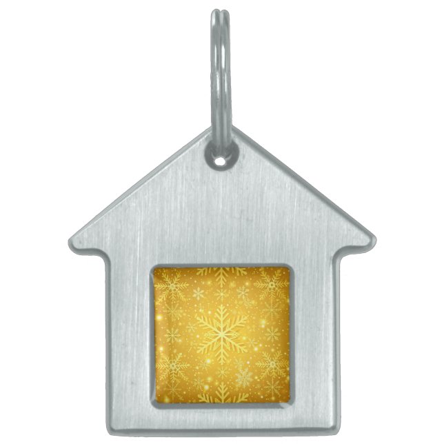 Placa Para Mascotas Nieve Dorada (Frente)