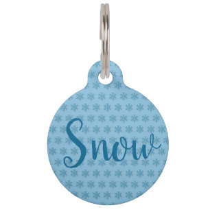 Placa Para Mascotas Nieve invierno Blue Snowflake Nieve Flake Blizzard
