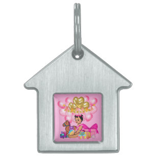Placa Para Mascotas Niña bebé de rosa