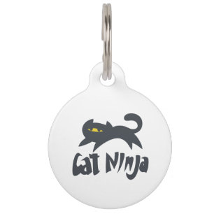 Placa Para Mascotas ninja de gato: elegir color de fondo