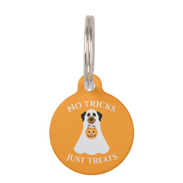 Placa Para Mascotas No hay trucos que solo trate a perro de Halloween (Anverso)