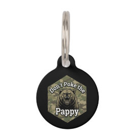 Placa Para Mascotas No Pinches al Papi Oso Grizzly Divertido y Áspero