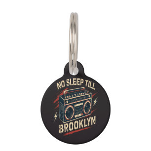 Placa Para Mascotas No Sleep Boombox Retro Antiguo