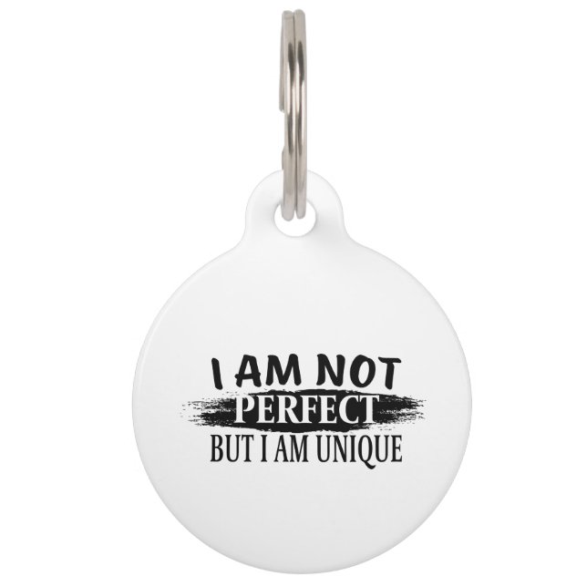 Placa Para Mascotas No soy perfecto, pero soy único (Reverso)
